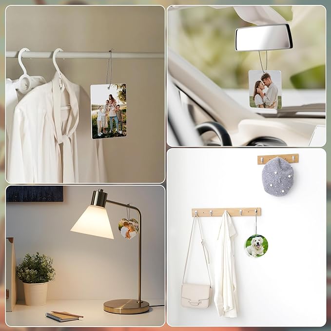 Custom Air Fresheners with Pictures - Personalized Double Sided Photo Text Air Fresheners for Car Wardrobe Bathroom Decor Hangings（Square)