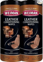 Weiman Leather Wipes - 2 Pack - Clean Condition UV Protection Help Prevent Cracking or Fading of Leather Furniture, Car Seats & Interior, Shoes and More