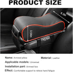 Car Armrest Cushion, Soft Memory Foam Auto Armrest Pillow with Storage Bag, Leather Center Console Arm Rest Padded Cushion with Phone Holder, Universal Car Accessories (Black&Red)