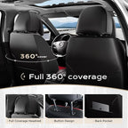 Coverado Seat Covers Full Set, 5 Seats Seat Covers for Cars, Waterproof Nappa Leather Car Seat Covers with Head Pillow, Seat Protectors Car Seat Cushion Universal Fit for Most Cars (Black&Red)