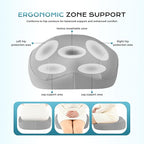 Coverado Memory Foam Car Seat Cushion and Lumbar Support Headrest Pillow, 2-in-1 Integrated Ergonomic Back Support Neck Pillow, Breathable Seat Cushion for Sciatica Back Tailbone Pain Relief, Gray