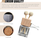 4 PCS Car Diffuser Air Freshener Bottles, Refillable Empty Glass Essential Oil Diffuser Vent Clip & Wooden Caps Sticks, Universal Aromatherapy Diffusers for Most Vehicles (Square)