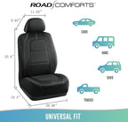Road Comforts Car Seat Cover, Front Leather Car Seat Covers, Automotive Low Back Sport Car Seat Covers, Airbag Compatible, Universal Fit for Most Cars, SUVs, Trucks and Vans