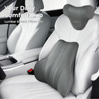 Coverado Car Headrest Pillow, Ergonomic Memory Foam Car Neck Pillow for Driving Seat with Adjustable Strap, Soft PU Leather Breathable Removable Cover Neck Support for Neck Pain Relief - Gray