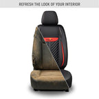 PU Leather Car Seat Covers Front Set – Waterproof seat Cover for Cars，3D Foam Support Automotive seat Covers ，Airbag Compatible, Universal Fit for Cars SUVs Trucks Sedans（Black/Red）