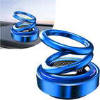 Solar Rotating Car Air Freshener, Solar Energy Refillable Car Dashboard Aromatherapy Ornament, Double Ring Fragrance Diffuser Decorative Accessories for Vehicle Home Office (Blue)