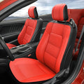 GIANT PANDA Custom Fit Full Set Car Seat Covers for Ford Mustang Convertible 2015 2016 2017 2018 2019 2020 2021 2022 2023 2024 2025 2026, Faux Leather, Black&Red