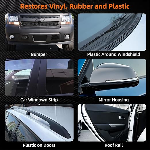 Graphene Plastic Restorer & Ceramic Coating Kit - Ultimate Car Detailing Solution - Resists Water, UV Rays, Dirt - Highly Concentrated Hydrophobic Trim Coating (2Pack)
