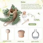 Cute Crochet Plant Car Freshener 12ml Empty Refillable Diffuser Bottle with Plants Hanging Accessories for Rearview Mirror Home Office Decor Women Mother's Day Gifts(Fern)