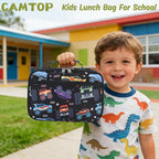 CAMTOP Lunch Box Kids Boys Insulated Lunch Cooler Bag Reusable Lunch Tote Kit for School Travel