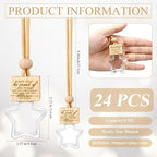 24 Pcs Star Shaped Car Fragrance Diffuser Bottle Bulk - Appreciation Gifts Set Hanging Glass Diffusers with Inspirational Message for Coworker Teacher Staff Thank You Gift (Be Proud of)