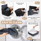 JOEJOY Elevated Dog Car Seat for Small/Medium Dogs up to 35 lbs, Memory Foam Booster Seat with Detachable Washable Cover, Travel-Safe Car Bed with Safety Belts & Storage Pockets, Dark Grey