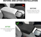 Car Armrest Cushion, Memory Foam Auto Arm Rest Box Protector with 2 Storage Bags, Waterproof Leather Center Console Cover Universal for Most Vehicles, Car Accessories (Black)