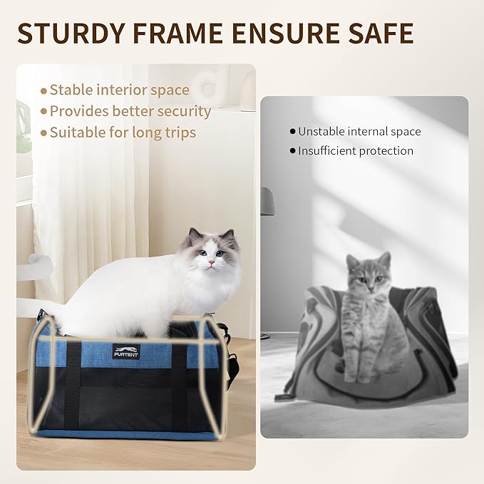 TSA Pet Carrier Airline Approved for Small Cats and Puppy, Cat Carrier Soft Fits Pets Up to 15 lbs, Dogs Carrier Bag with Litter Box Foldable, Ideal for Travel, Car Rides, and Vet Visits