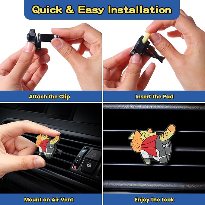 Air Vent Decoration - Cute Super Kitty Hero Decorative Vent Clip for Cars, Bedroom or Office [Thor]
