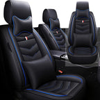 Front Seat Cover for Toyota Highlander 2001-2025, Waterproof Durable Premium Leather Car Seat Protector, Comfortable Anti-Slip Stylish Sport Seat Cover(2 Seats Luxury,Black Blue)