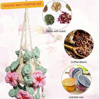 Crochet Car Air Freshener, 15ml Empty Refillable Oil Diffuser Bottle With Crochet Cherry Blossom Hanging Plant for Car Accessories, Crochet Plant for Rear View Mirror Decor, Home and Office Decor