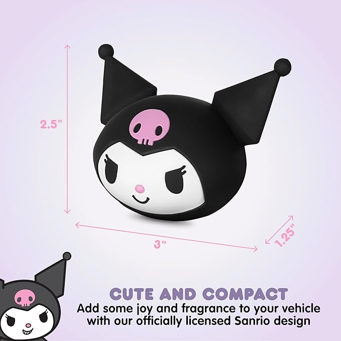 Sanrio Kuromi Car Trunk Organizer, Steering Wheel Cover, Air Freshener & Refill – Cute, Collapsible, Heavy-Duty Storage & Car Accessories for Groceries, Tools, Travel – 12.5"L x 12.5"W x 9"H