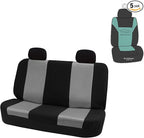 FH Group Automotive Rear Car Seat Covers for SUV, Trucks, Sedan and More - Universal Fit Front High Back & Rear Solid Bench Design Interior Accessories - 3D Mesh Fabric Center Panel - Gray