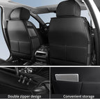 Car Seat Covers Full Set, Waterproof Faux Leather Automotive Seat Covers for Cars, Breathable Universal Car Seat Covers Protectors for Sedan SUV Truck (5 PCS Full Set, Black)