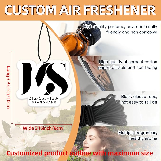 3-1000PCS Custom Car Air Freshener with Logo, Air Freshener Custom Photo, Car Customization Accessories, Personalized Photo Gifts for Business, Gas Station Car Wash Giveaways