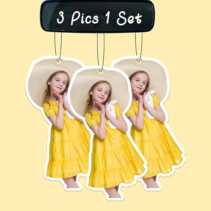 3Pcs Custom Photo Air Freshener, Personalized Air Fresheners for Car Double Sided Print Photo/Logo with Scents Fresheners, Car, Bedroom, Bathroom Hanging Ornaments (3Pcs-Crop)