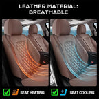 Coverado Front Seat Covers, Luxury Faux Leather Durable Anti-Scratch Cushions, Universal Fit for Cars, SUVs, Pickups, Waterproof Automotive Seat Covers, Car Accessories – Brown