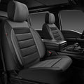 CAR PASS Leather Car Seat Covers Front Seats Only, Universal Fit Automotive Interior Waterproof 3D Foam Back Support Car Seat Covers for Trucks Vans and SUVs Airbag compatible 2 Pieces black gray grey