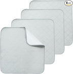Waterproof Chair Pads for Incontinence, 4 Pack Reusable Seat Protector Pads 22" x 21", Absorbent Wheelchair Pad Covers, Washable Chair Pads for Adults, Kids & Pets - Grey