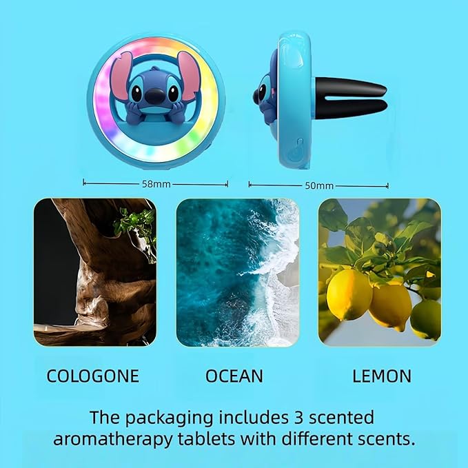 DAYUJIAN Cute Car Air Fresheners Rhythm Atmosphere Lights Automotive Air Outlet Cartoon Car Diffuser Creative Glowable Car Perfume Decoration Aromatherapy Ornament Car Vent Accessories