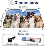GENANY Australian Shepherd Dog Windshield Sun Shade for Car SUV Truck (55x30 Inches), Sun Shade Windshield for Windows, Protector Blocks UV, Spring Car Decor