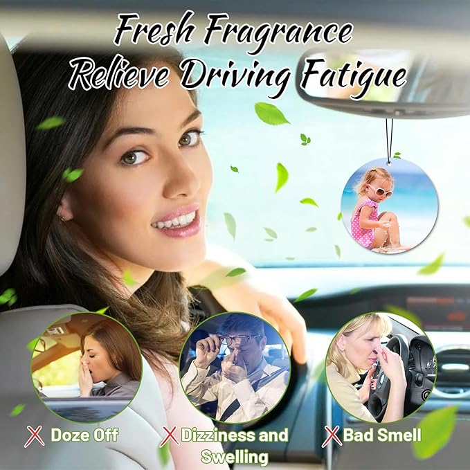 Custom Air Fresheners with Picture - Personalized Double Sided Photo Text Air Freshener for Car Wardrobe Bathroom Hanging Ornaments (Round-1PCS)