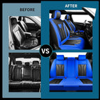 Fit Murano Car Seat Covers Compatible with Nissan Murano 2004-2025 2026 - Full Set Premium Leather， Waterproof Breathable， All-Weather Seat Cushion Protecto&Airbag Compatible （Blue & Black