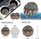 FKELYI American Flag Car Seat Cover Set, Skull Deer Gear Shift Knob, Handbrake, Steering Wheel, Cup Holder Coasters, Headrest