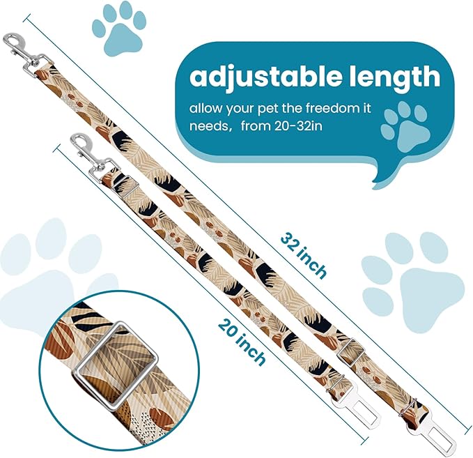 Adjustable pet cat and Dog car seat Belt，The Lanyard is Flexible and Adjustable from 20 to 33 inches (Foliage)