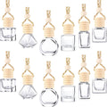 Patelai 12 Pcs 8ml Hanging Car Air Freshener Perfume Bottle Empty Clear Glass Essential Diffuser Oil Aromatherapy Fragrance Perfume Pendant Glass Bottle Decor(Assorted Style)