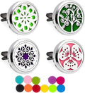 Car Diffuser Vent Clip, 4 Packs Aromatherapy Essential Oil Car Diffuser Vent Clips Magnetic Locket Scent Diffuser with 48 Refill Pads (3 Flowers and Tree)