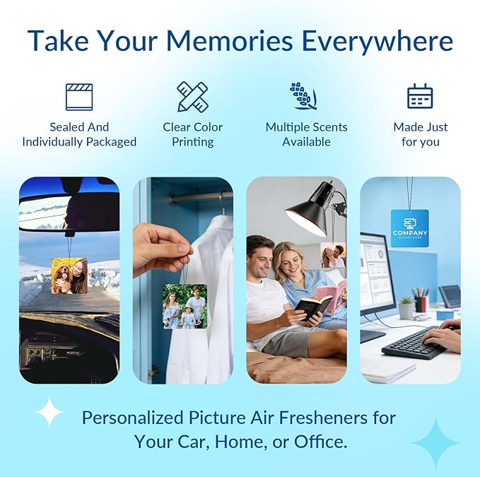Custom Air Fresheners with Picture - Personalized Double Sided Photo Air Freshener, Customized Air Freshener for Car Wardrobe Bathroom Hanging Ornaments (A3-Square)