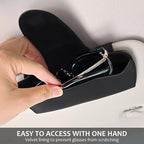 Accmor Sunglasses Holder for Car Sun Visor, Vehicle Sun Visor Sunglass Holders Glasses Case with Magnetic Closure, Universal Leather Auto Eyeglasses Organizer Car Accessories, No Obstruction of Vision