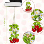 Crochet Car Air Freshener, 15ml Empty Refillable Oil Diffuser Bottle With Crochet Strawberry Hanging Plant for Car Accessories, Crochet Plant for Rear View Mirror Decor, Home and Office Decor