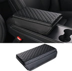 Carwiner Center Console Cover for 2021-2026 Tesla Model 3 Model Y, PU Leather Armrest Box Cushion Protector Accessories