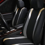 FH Group Car Seat Covers Premium Modernistic Flat Cloth Car Seat Covers Front Seats Only Beige Black, Airbag Compatible Universal Fit Interior Accessories Cars Trucks SUV Car Accessories Protector