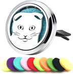 30mm Car Essential Oil Diffuser Vent Clips Air Freshener Vent Clip Aromatherapy Car Accessories 10 Felt Pads for Gift Women (Cat)