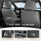 Coverado Car Seat Covers Full Set, Nappa Leather Seat Covers for Cars, Car Seat Protector Car Seat Cushion, Front and Back Seat Protectors Cushions Universal Fit for Most Cars (Gray&Light Gray)