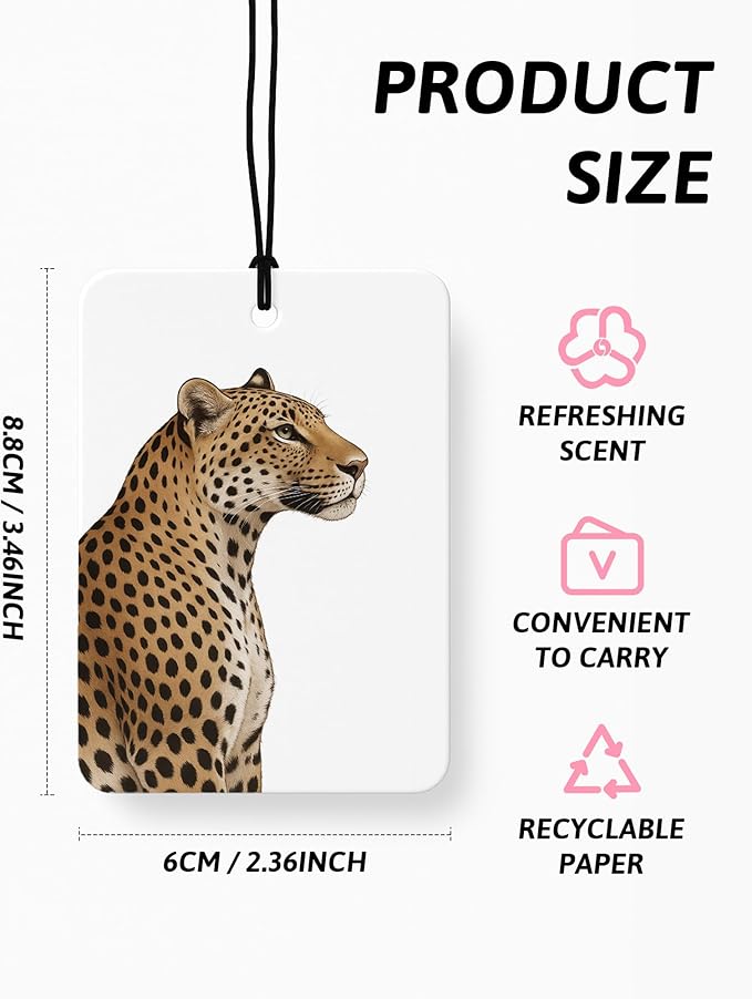Pink Leopard Print Car Air Freshener 4 Pcs, Trendy Cheetah Lucky 8 Ball Hanging Air Freshener for Cars Closet Drawer Books, Preppy Girly Car Accessories Mirror Decor for Women