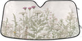 xigua Vintage Colorful Herbs Wild Flowers Floral Car Windshield Sunshade Foldable Front Window Sun Visor Protector for Car,SUV,Truck - Keep Vehicle Cool,55 x 27.6 Inch