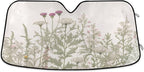 xigua Vintage Colorful Herbs Wild Flowers Floral Car Windshield Sunshade Foldable Front Window Sun Visor Protector for Car,SUV,Truck - Keep Vehicle Cool,55 x 27.6 Inch