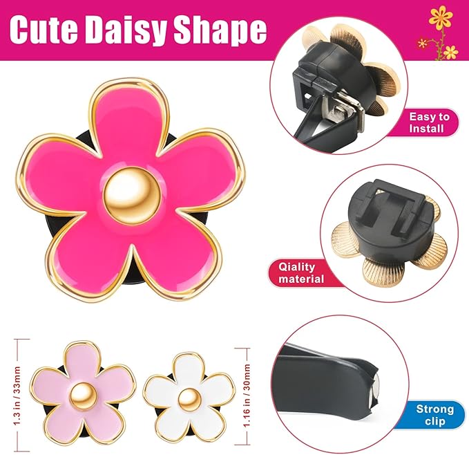 Pink Car Accessories for Women Teen Girls 6PCS Cute Auto Scent Air Fresheners Vent Clips Girly Daisy Flower Decorations Interior Aesthetic Things Cars Perfume Decor Stuff Valentines Gifts for Her Mom