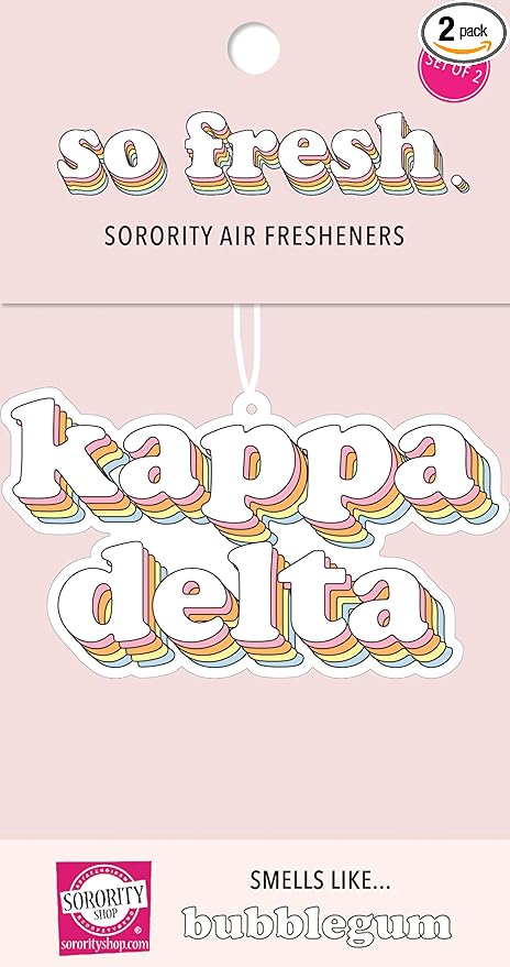Sorority Shop KD Retro Air Freshener - Kappa Delta Bubblegum Scented for Car or Dorm - Sorority Gift, Charm Paraphernalia