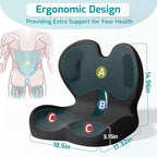 Ergonomic Seat Cushion,Office Chair Cushion with Lumbar Support Pillow,Car Orthopedic Seat Cushions,Designed for Sciatica,Tailbone,Back Pain Relief,for Office,Car,Truck,Home,Desk Chair